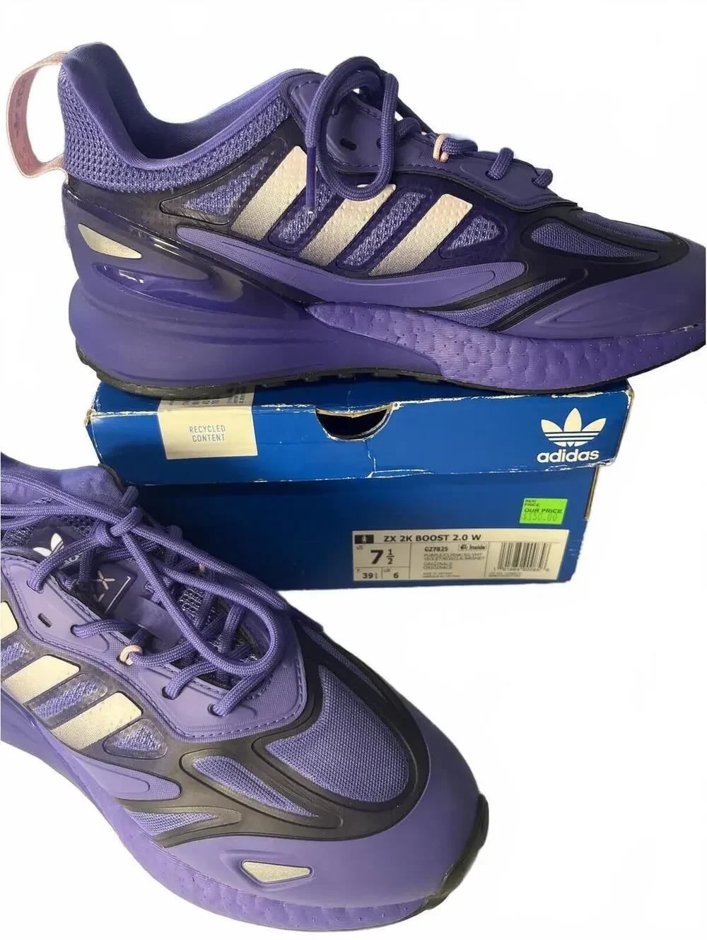 adidas 7.5 Running Shoes ZX 2K Boost 2.0 W Purple Women's US Size 7.5 Excellent